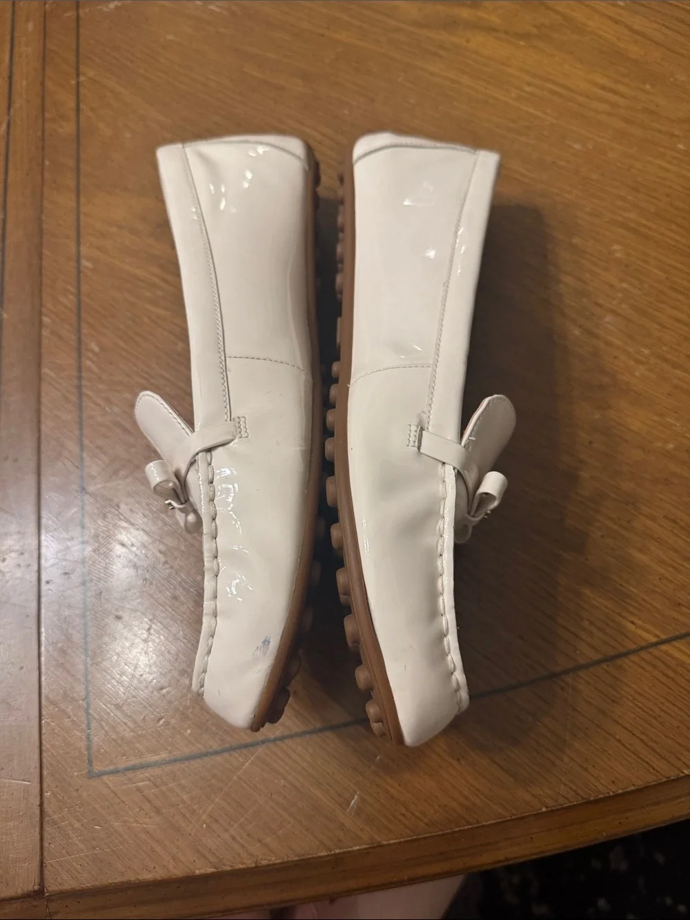 Kate Spade Cream Danika Leather Bow Loafers Driving Shoes Moccasins Size 9